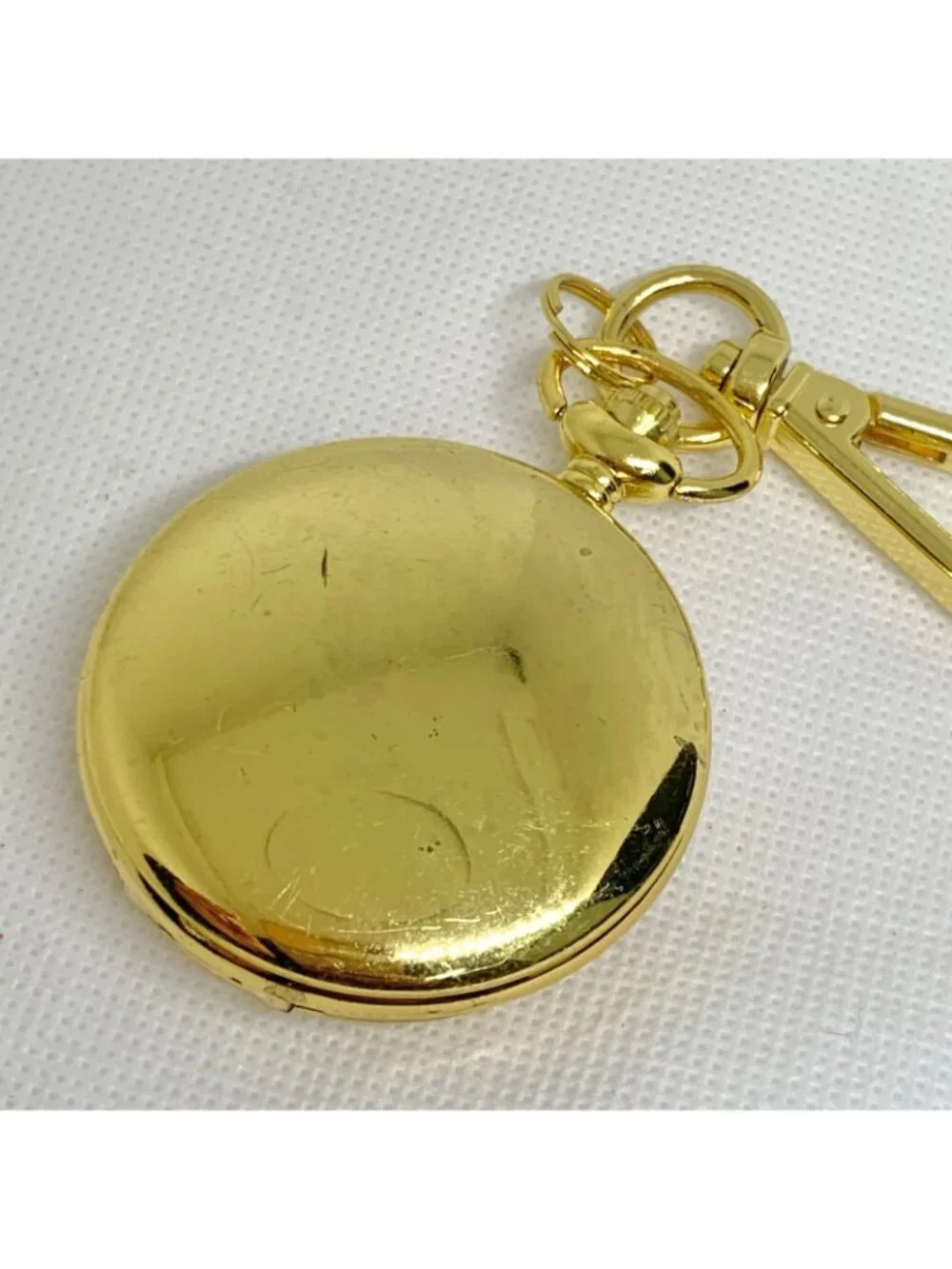joy & iman Pocket Watch Quartz Clip On Purse Fob Gold Tone brown dial running